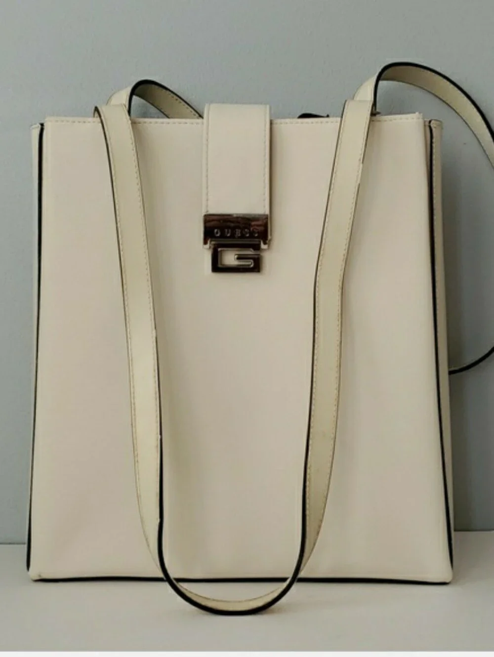 Guess Vintage Y2K Creamy Off White Shoulder Bag Purse - Picture 9 of 10